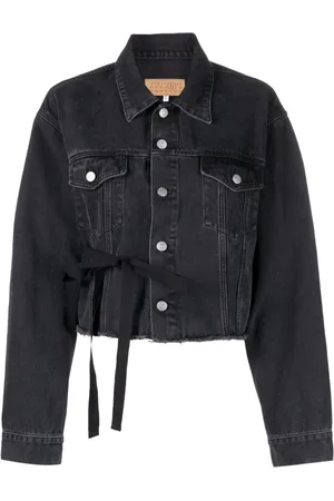 Maison Margiela Spread-collar frayed denim jacket