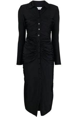 Self-Portrait Ruched spread-collar midi dress