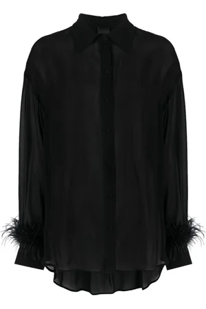Pinko Feather-trim georgette shirt