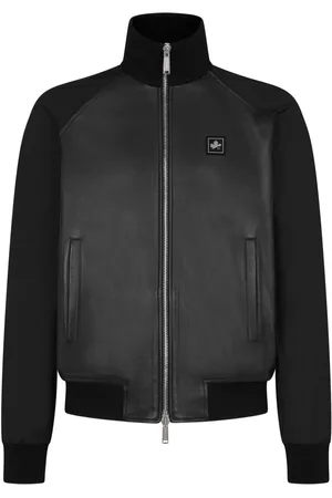 Dsquared2 Panelled leather track jacket