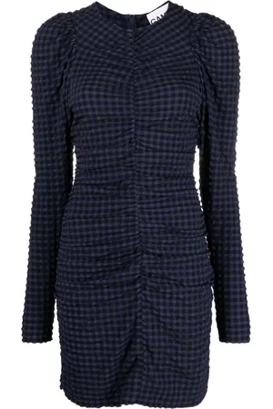 Ganni Checkered seersucker mini dress