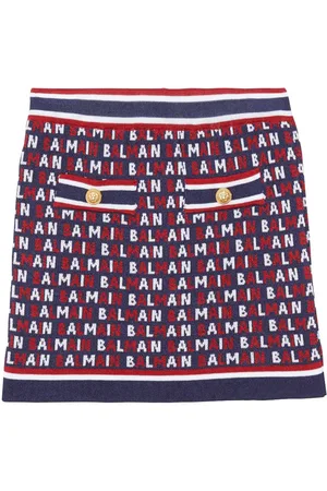 Balmain A-line logo-jacquard miniskirt