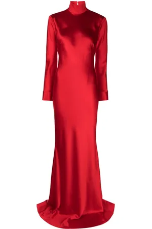 Michelle Mason Open-back long-sleeve gown dress