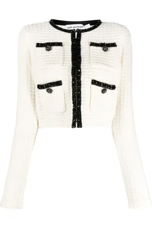 Self-Portrait Waffle-knit cropped jacket