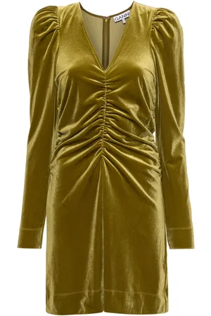 Ganni Ruched velvet minidress