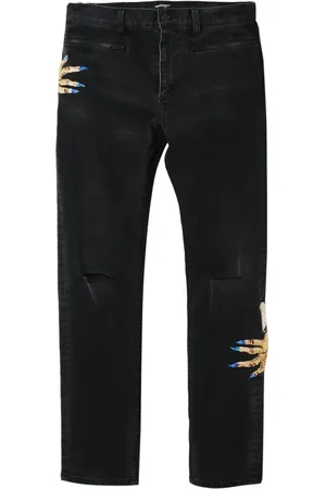 UNDERCOVER Motif-embroidered straight-leg jeans
