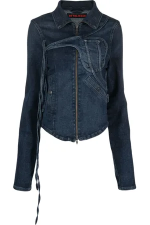 OTTOLINGER Logo-appliqué zipped denim jacket