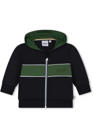 HUGO BOSS Striped zip-up hoodie