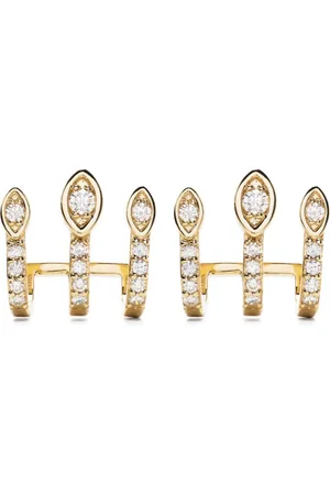 Sydney Evan 14kt Eye Triple Bar diamond earrings