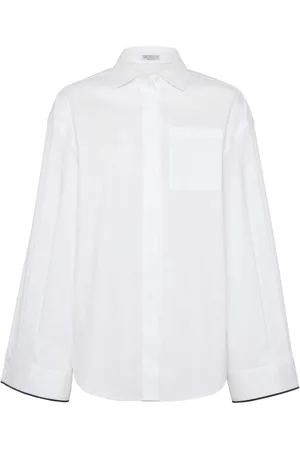 Brunello Cucinelli Contrast-border poplin shirt