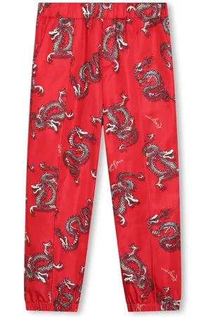 Kenzo Dragon-print straight-leg trousers
