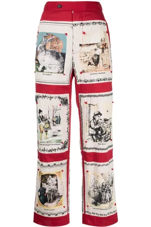 BODE Graphic-print cotton high-waisted trousers