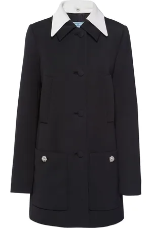 Prada Contrasting-collar single-breasted coat