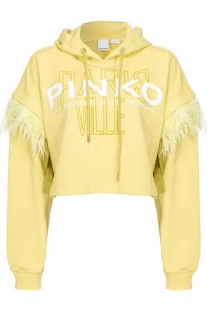 Pinko Feather-detail cropped hoodie