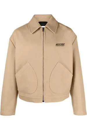 Moschino Logo-embroidered herringbone shirt jacket