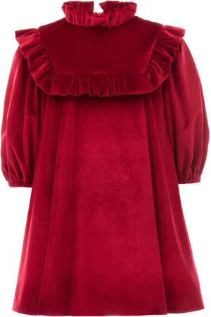 Tulleen Ruffled velvet midi dress