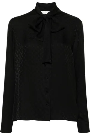 Palm Angels Monogram-jacquard silk blouse