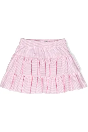 MONNALISA Heart-charm striped tiered skirt