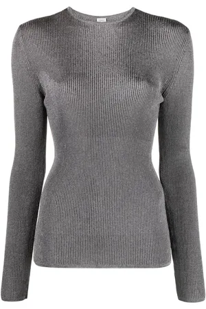 Totême Metallic ribbed-knit jumper