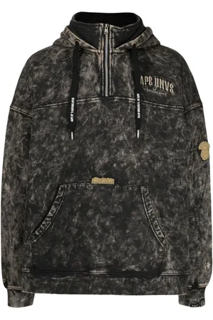 A Bathing Ape Logo-embroidered cotton hoodie