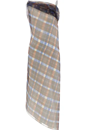 Salvatore Ferragamo Organza plaid-check midi dress