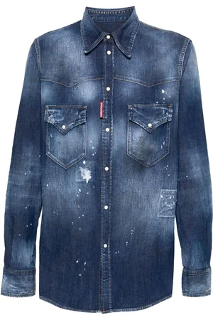 Dsquared2 Paint-splatter denim shirt