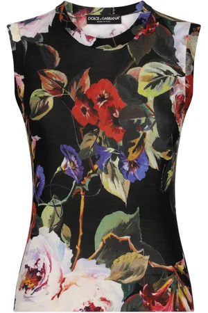 Dolce & Gabbana Floral-print silk tank top