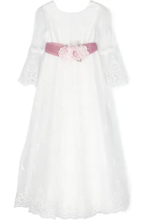 MONNALISA Floral-appliqué cotton maxi dress