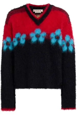 Marni Floral-motif brushed-effect jumper
