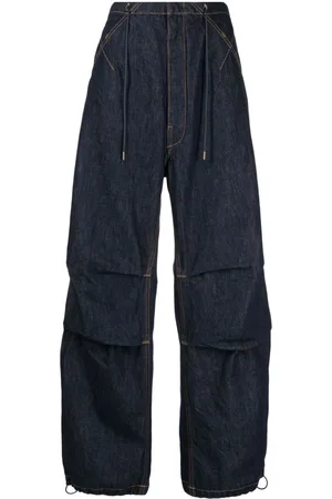 DARKPARK Contrast-stitching cotton wide-leg jeans