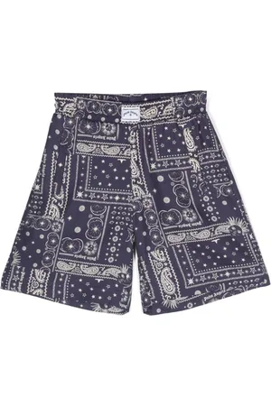 Palm Angels Logo-patch paisley-print shorts