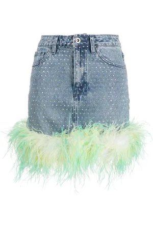 Self-Portrait Embellished denim skirt