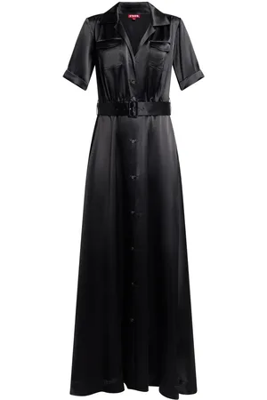 Staud Millie satin-finish maxi shirtdress