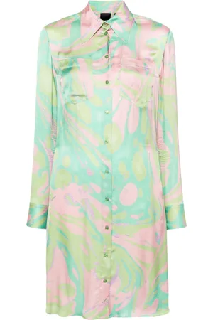 Pinko Abstract-print satin shirtdress