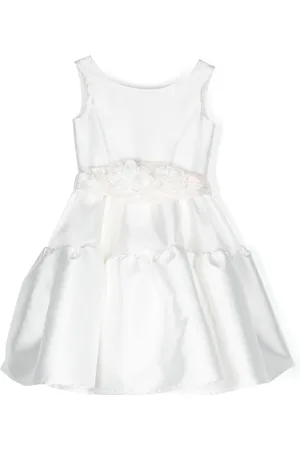 MONNALISA Floral-appliqué tiered cotton dress