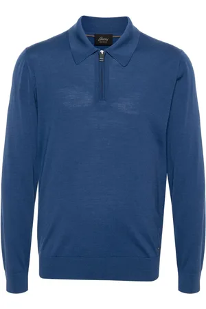 BRIONI Zip-fastening wool polo shirt