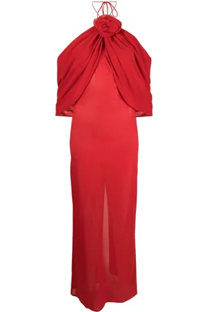 MAGDA BUTRYM Flower-appliqué silk-blend dress
