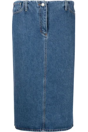 MAGDA BUTRYM Engraved-logo denim pencil skirt