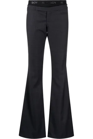 Halfboy Logo-waistband layered-detail flared trousers