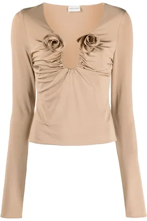 MAGDA BUTRYM Floral-appliqué gathered blouse