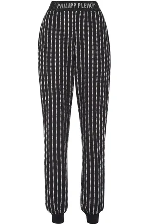 Philipp Plein Logo-print strap crystal-embellished track pants