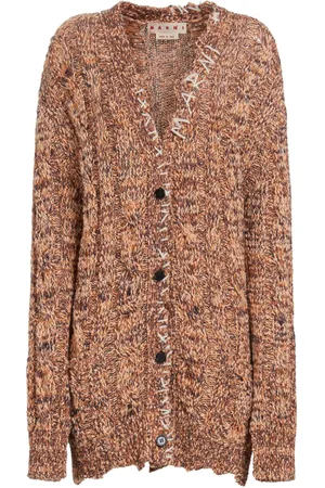 Marni Decorative-stitch chunky cable-knit cardigan