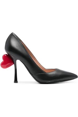 Moschino 105mm heart-appliqué leather pumps