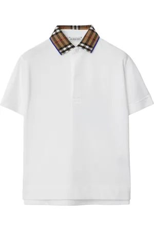 Burberry Check-collar cotton polo shirt
