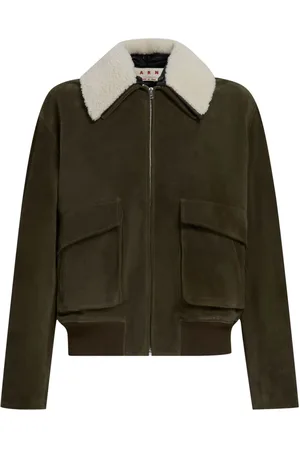 Marni Shearling collar zip-up leather jacket