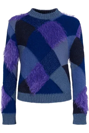 Marni Faux-fur argyle-knit jumper