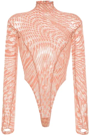MUGLER Star-print mesh bodysuit