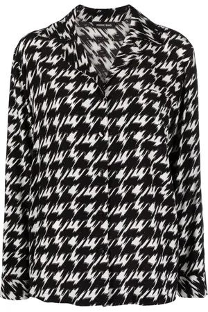 ANINE BING Houndstooth-print crepe blouse