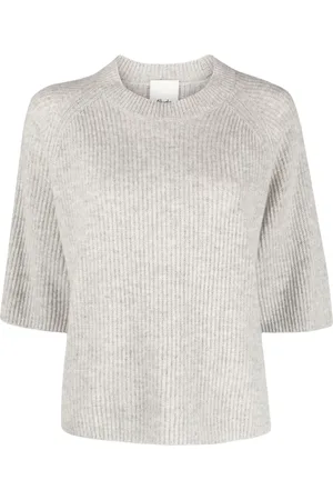 Allude Ribbed half-length sleeve cashmere jumper