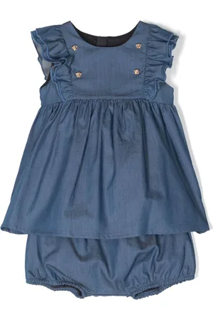 VERSACE Medusa Head-buttons denim dress